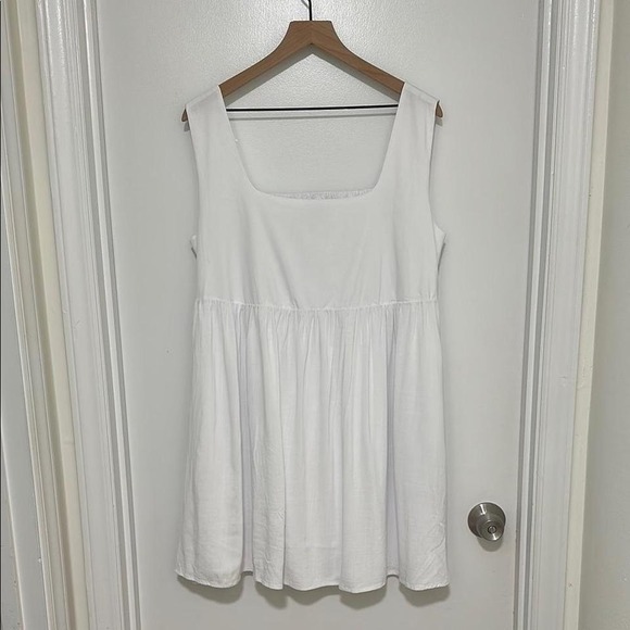 AND NOW THIS | Women's White Square-Neck Sleeveless Summer Mini Dress, Size XL - Picture 3 of 7
